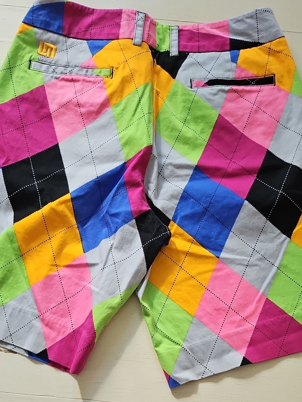 LOUDMOUTH ladies Golf Bermuda shorts sz 14 Colorful - Picture 2 of 5